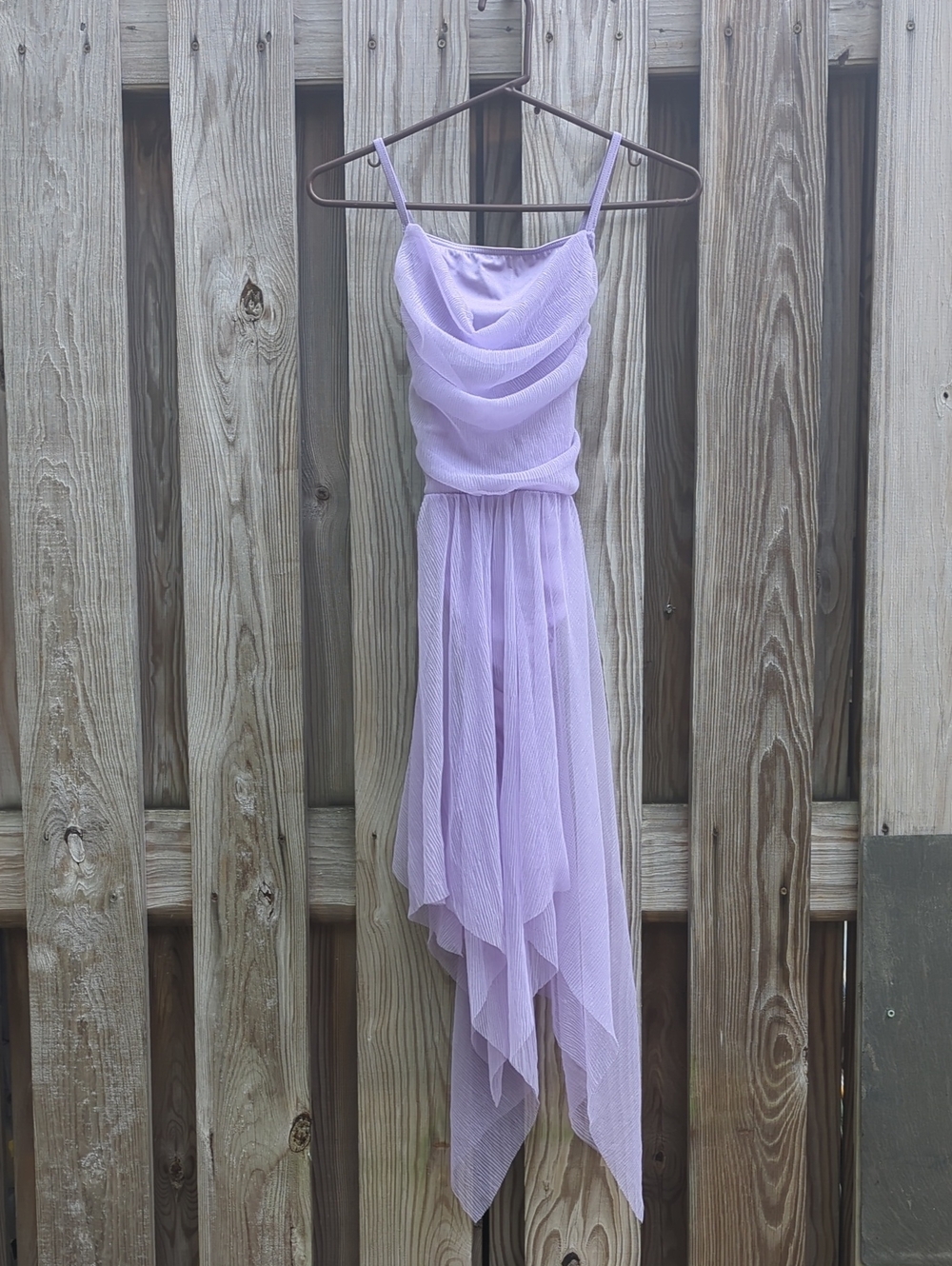 Weissman Lilac Asymmetrical Spaghetti-Strap Dress